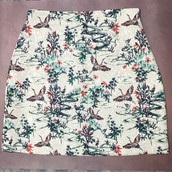 H&M Women's Creamy White Botanical Mini Skirt, Size 10 - Picture 1 of 7